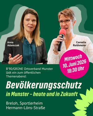 Die beiden Rednerinnen Anna Adamczak und Cornelia Reithmeier sind zu sehen.
