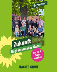 Unserer 14 Kandidierenden auf dem Faltblatt-Cover mit Slogan: Zukunft liegt in unserer Natur. 