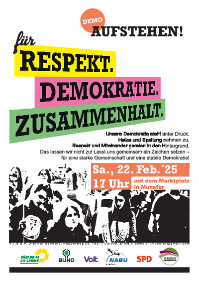 Plakat, das zur Demonstaration einlädt.