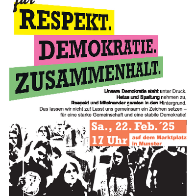 Plakat, das zur Demonstaration einlädt.