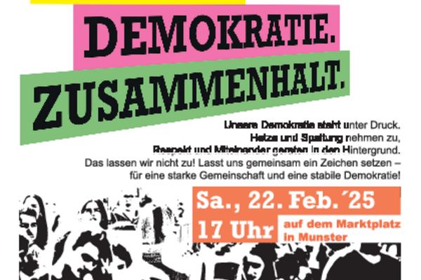 Plakat, das zur Demonstaration einlädt.