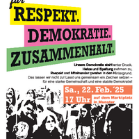 Plakat, das zur Demonstaration einlädt.